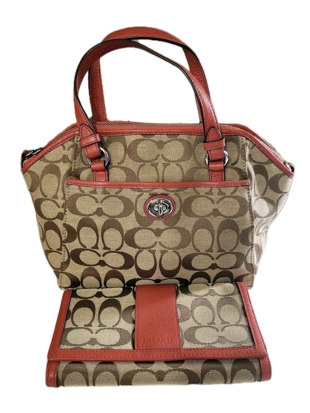 Limited Edition Vintage Coach Signature Mini Turnlock Satchel & Wallet Set